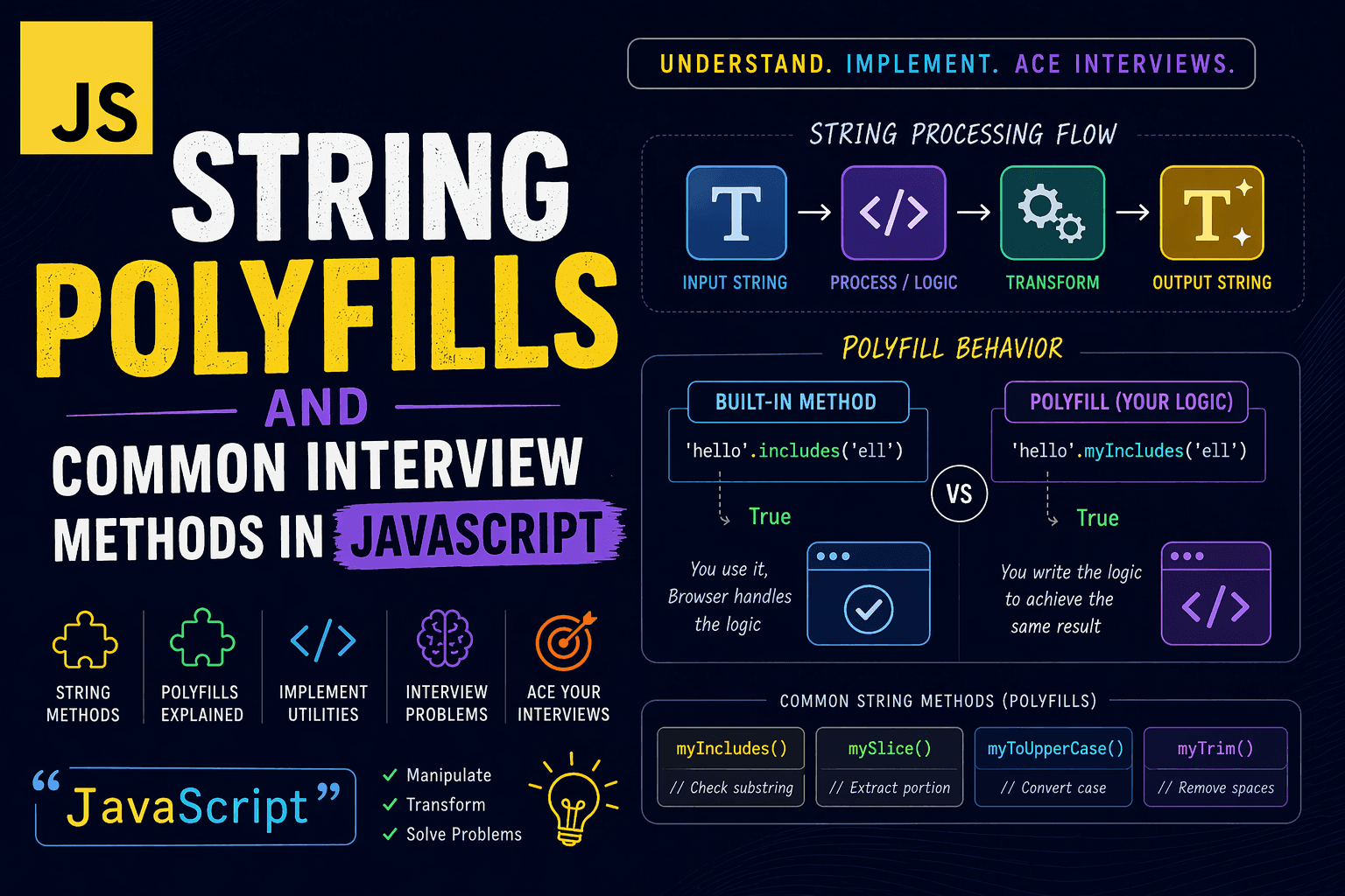 Mastering String Polyfills & Interview Methods in JavaScript